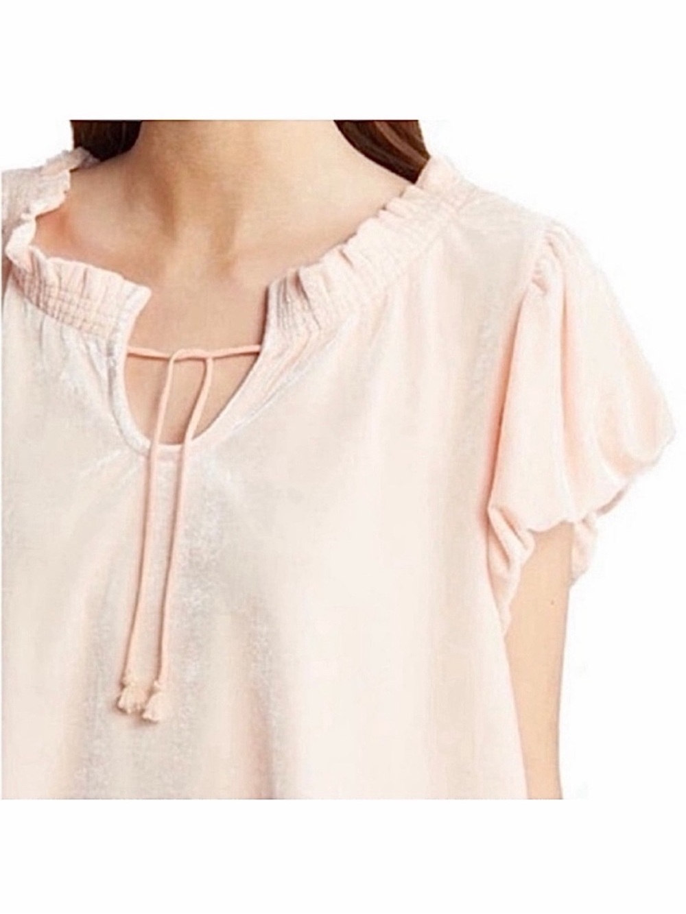 Free People Terese Velvet Pink Bubble Sleeve Blouse Large